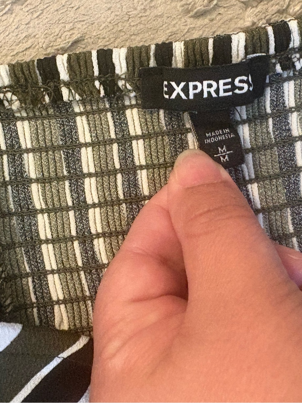 Express Olive and White Striped Women's Cropped Jumpsuit - Picture 3 of 8